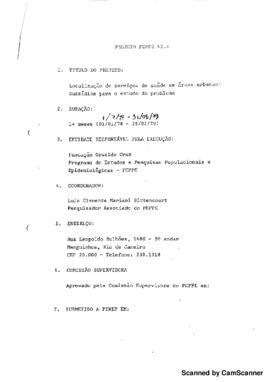 Projeto de pesquisa submetido ao Peppe &quot;Localização de serviços de saúde em áreas urbanas: s...