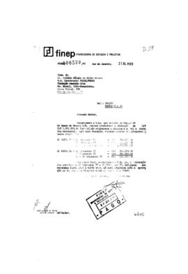 Ofício de Acioly José Filho (auxiliar técnico da Finep) para Antonio Sergio da Silva Arouca (Coor...