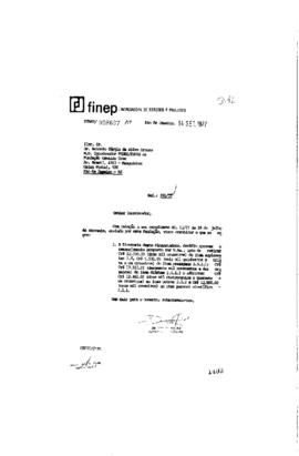 Carta de Delson de Valois (Coordenador do Departamento Financeiro da Finep ) para Antonio Sergio ...