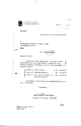 Carta de Antonio Sergio da Silva Arouca (coordenador do Peses/Peppe) oficializando a aplicação de...